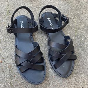Soda Women Black Criss Criss Strap Sandals